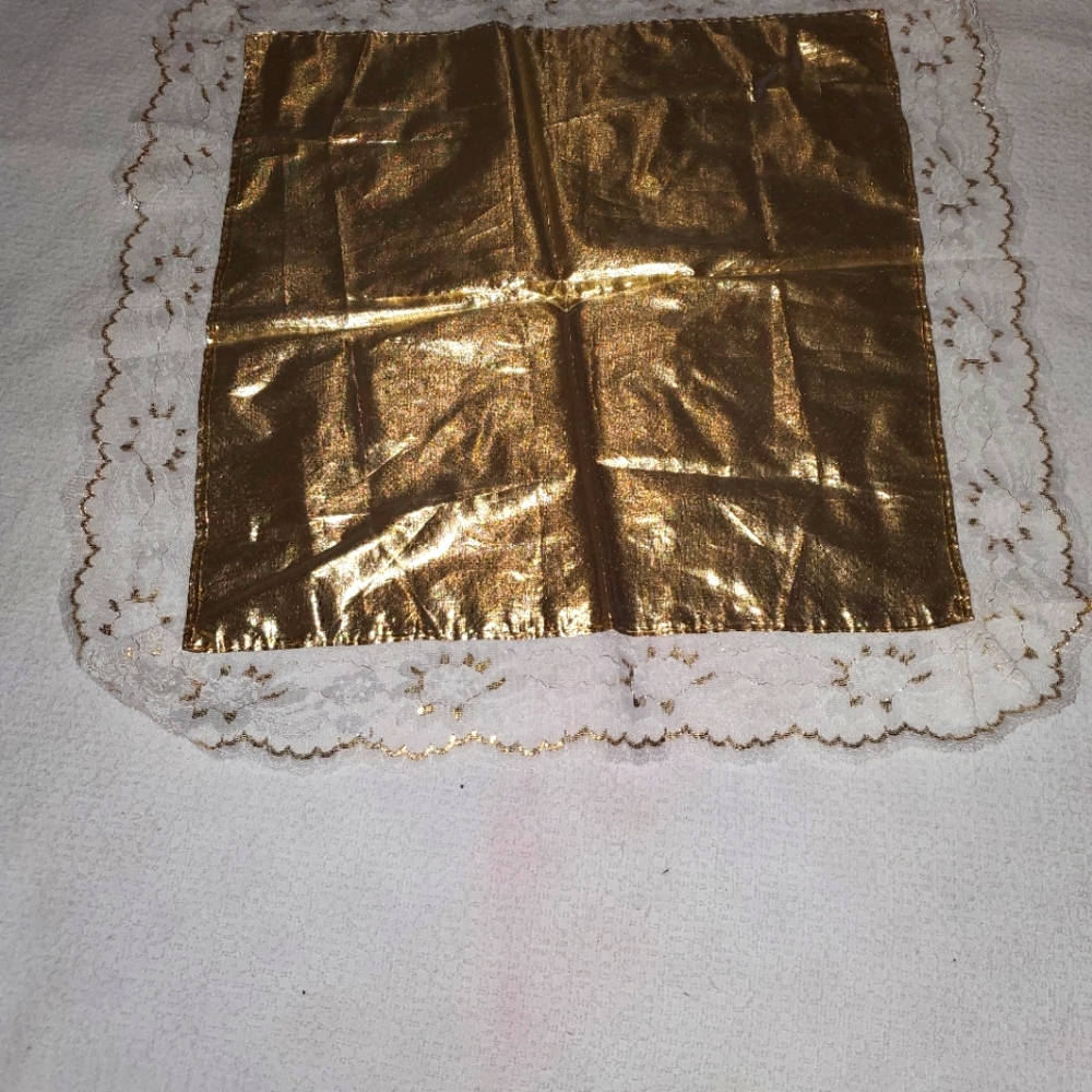 Gold and White Linen Dress Handkerchief